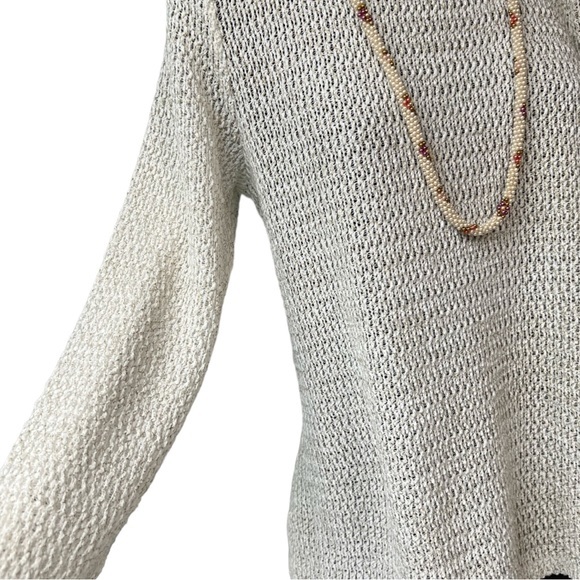 Chico's Tops - Chico’s Loose Knit Cream Three Quarter Sleeve Mesh Top